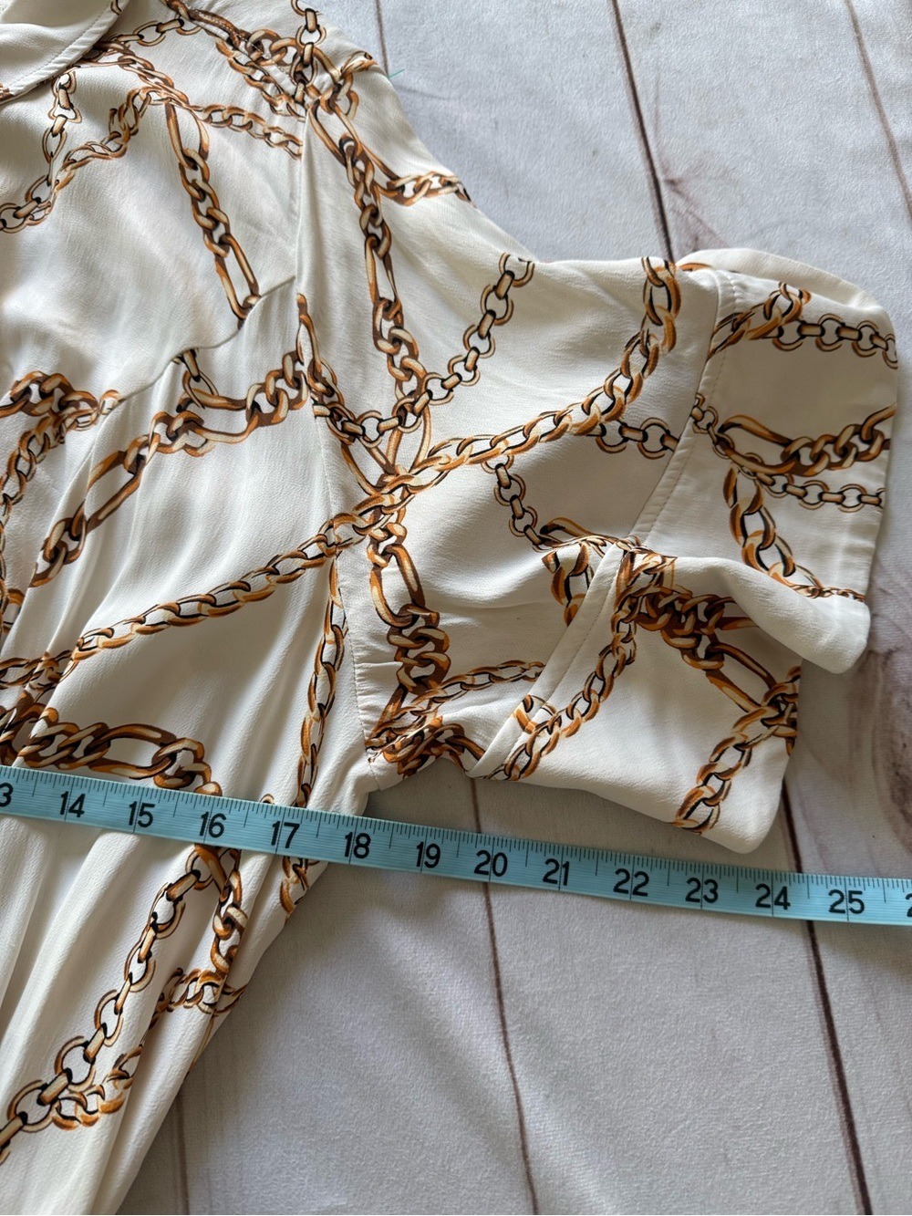 Maeve Anthropologie White Gold Chain Print Maxi Shirt Dress 2X Old Money Boho - Picture 13 of 17